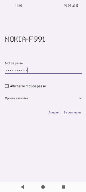 Saisissez le mot de passe du Wi-Fi et sélectionnez Se connecter