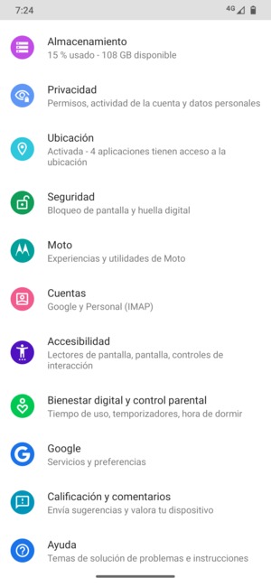 Desplácese y seleccione Cuentas