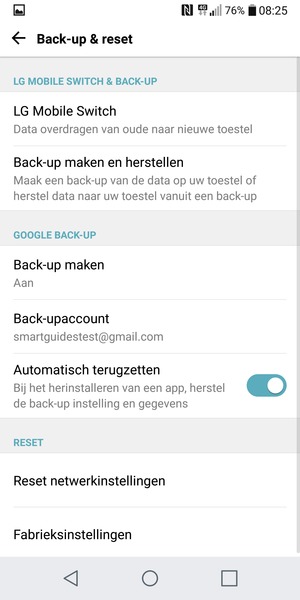 Selecteer Back-upaccount