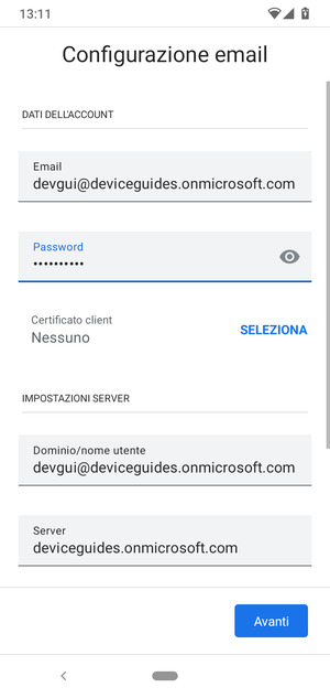 Inserisci la tua password