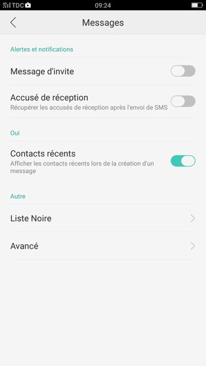 Sélectionnez Avancé