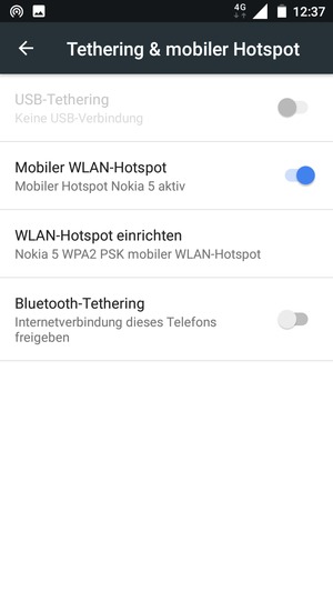 Ihr Handy ist jetzt für die Verwendung als Modem eingerichtet