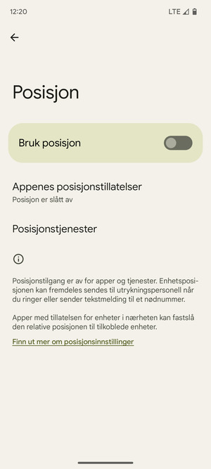 Slå av Bruk posisjon