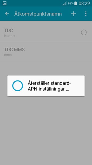 Din telefon kommer återgå till standardinställningar för internet och MMS