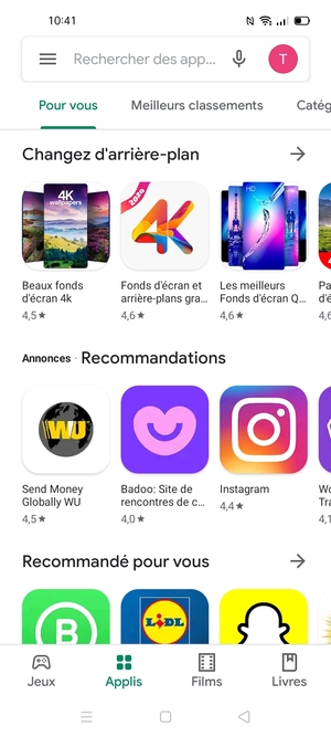 Sélectionnez la barre de Recherche