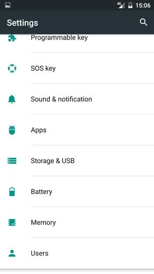 Scroll to and select Battery