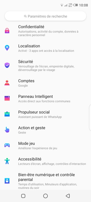 Faites défiler et sélectionnez Sécurité