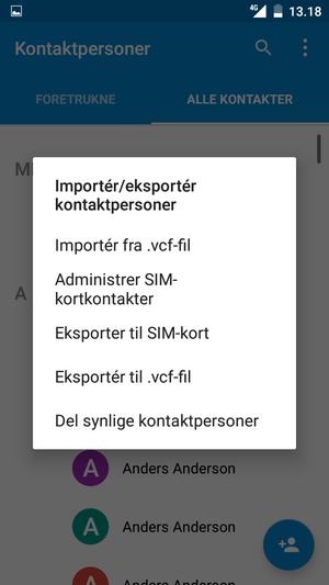 Vælg Administrer SIM-kortkontakter