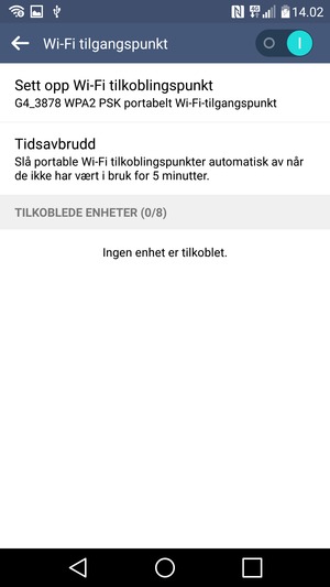 Telefonen din er konfigurert for bruk som et modem