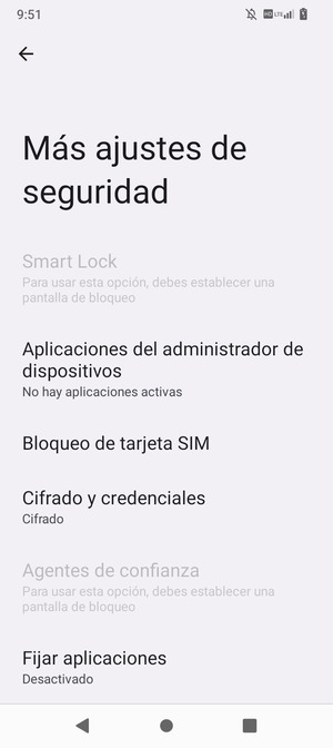Desplácese y seleccione Bloqueo de tarjeta SIM