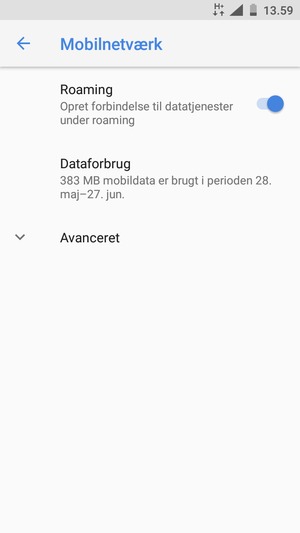 Slå Roaming til eller fra