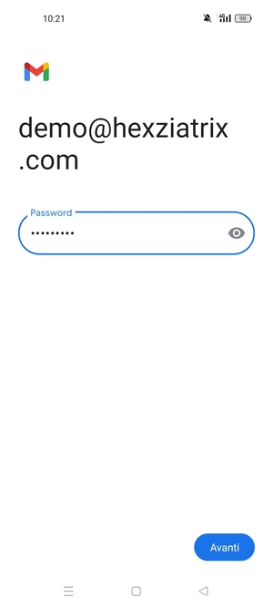 Inserisci la tua password e seleziona Avanti