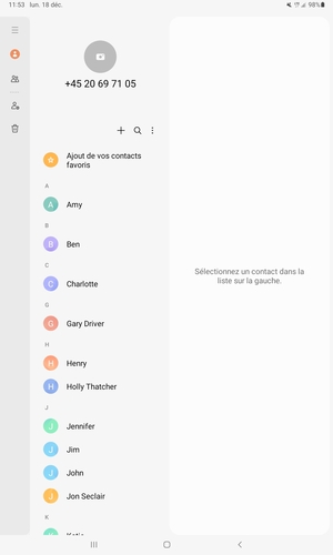 Sélectionnez le bouton du Menu