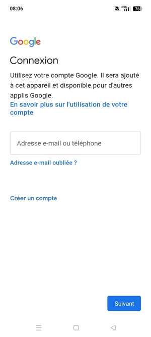 Saisissez votre adresse Gmail et sélectionnez Suivant