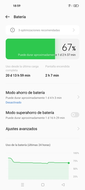 Seleccione Modo ahorro de batería