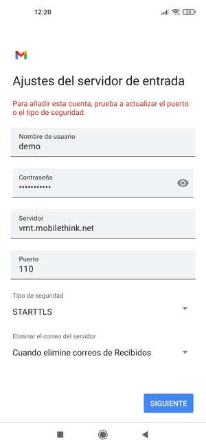 Seleccione Tipo de seguridad