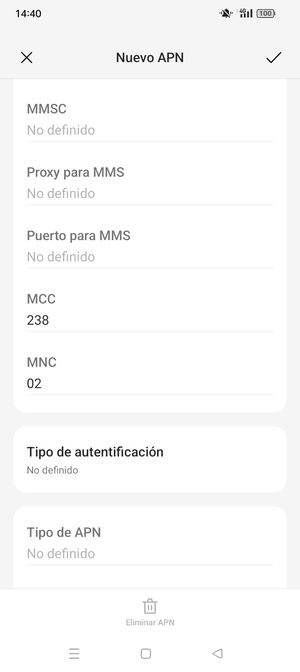 Desplácese hacia abajo e introduzca la información de Internet