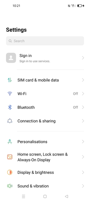 Select Connection & sharing