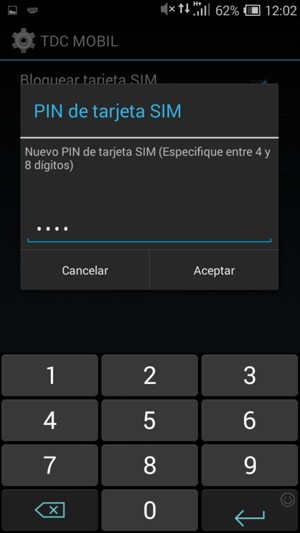 Introduzca su Nuevo PIN de tarjeta SIM y seleccione Aceptar
