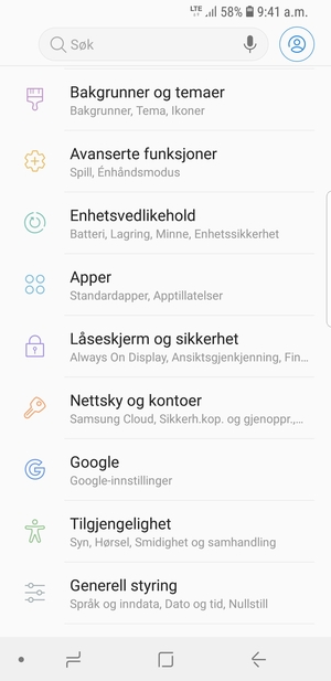 Bla til og velg Låseskjerm og sikkerhet