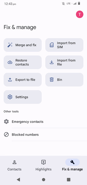 Select Import from SIM