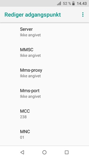 Scroll ned og indtast MMS-oplysninger