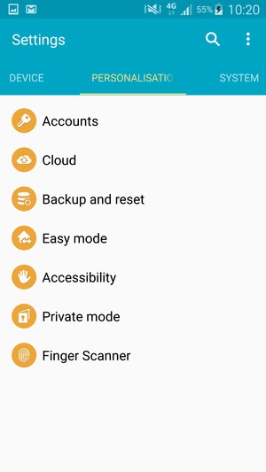If you see this screen, select PERSONALISATION