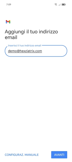 Inserisci il tuo indirizzo email e seleziona AVANTI