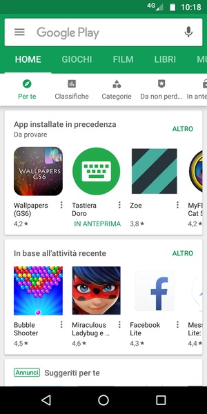 Seleziona la barra di ricerca