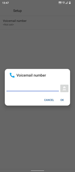 Enter the Voicemail number and select OK