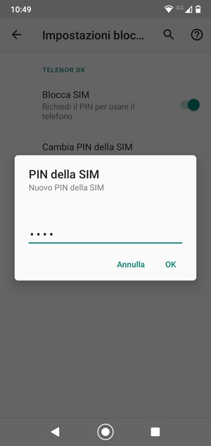 Inserisci Nuovo PIN della SIM e seleziona OK