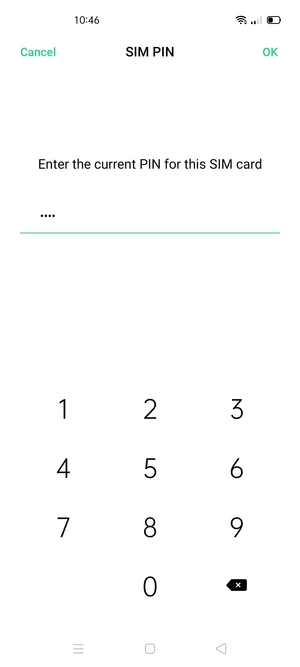 Enter your Current PIN for the SIM card and select OK