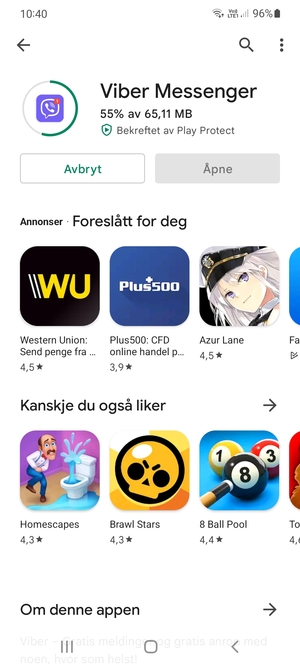Vent til installasjonen er ferdig