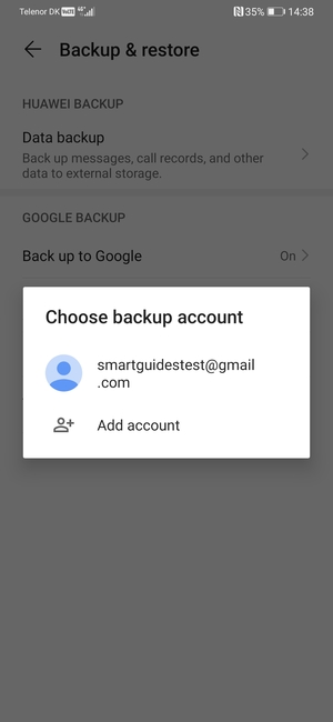 Select your backup account