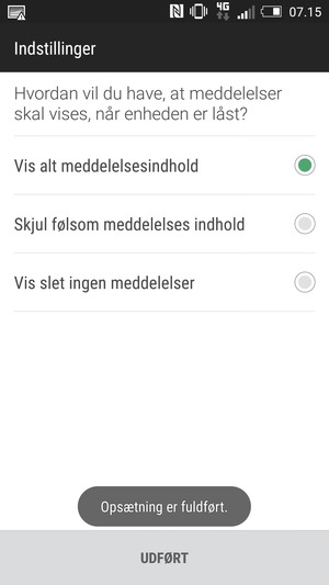 Vælg din foretrukne mulighed og vælg UDFØRT