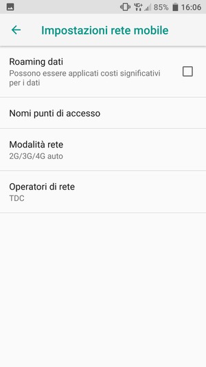 Per modificare la rete, in presenza di problemi, seleziona Operatori di rete