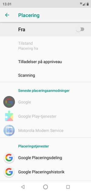 Slå Placering fra