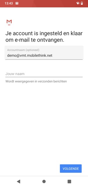 Geef uw account een naam en voer uw naam in. Selecteer VOLGENDE