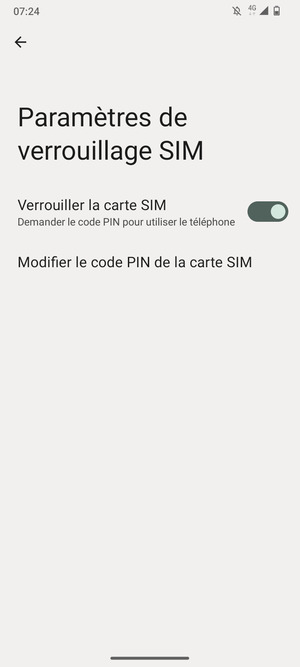 Sélectionnez Modifier le code PIN de la carte SIM