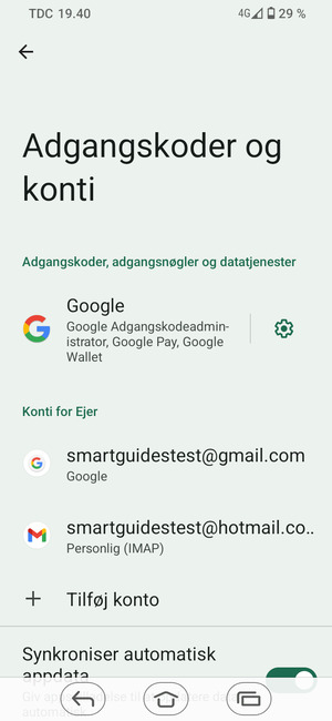 Vælg din Google konto