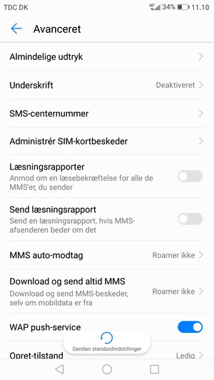 Vælg SMS-centernummer
