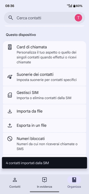 I tuoi contatti verranno salvati sul tuo account Google, e salvati sul tuo telefono la prossima volta che Google sarà sincronizzato.