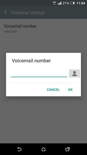 Enter the voicemail number and select OK