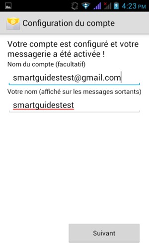 Donnez un nom à votre compte et saisissez votre nom. Sélectionnez Suivant