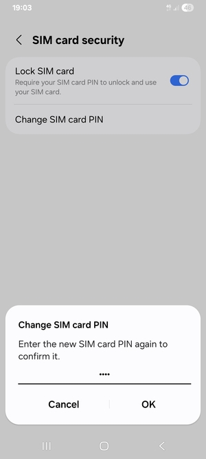 Confirm your new SIM card PIN and select OK
