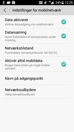 Vælg Netværkstilstand