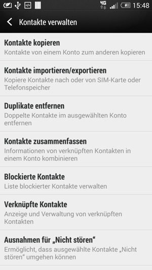 Wählen Sie Kontakte importieren/exportieren