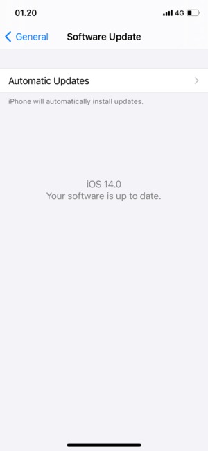 If your iPhone is up to date, you will see the following screen.