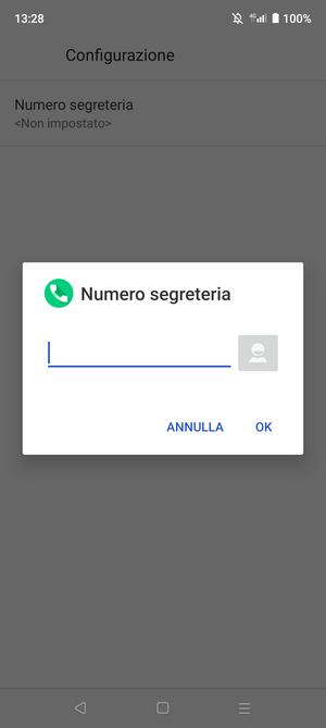 Inserisci Numero segreteria e seleziona OK