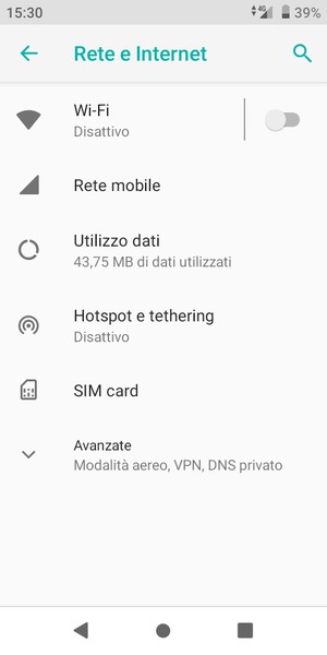 Seleziona Rete mobile